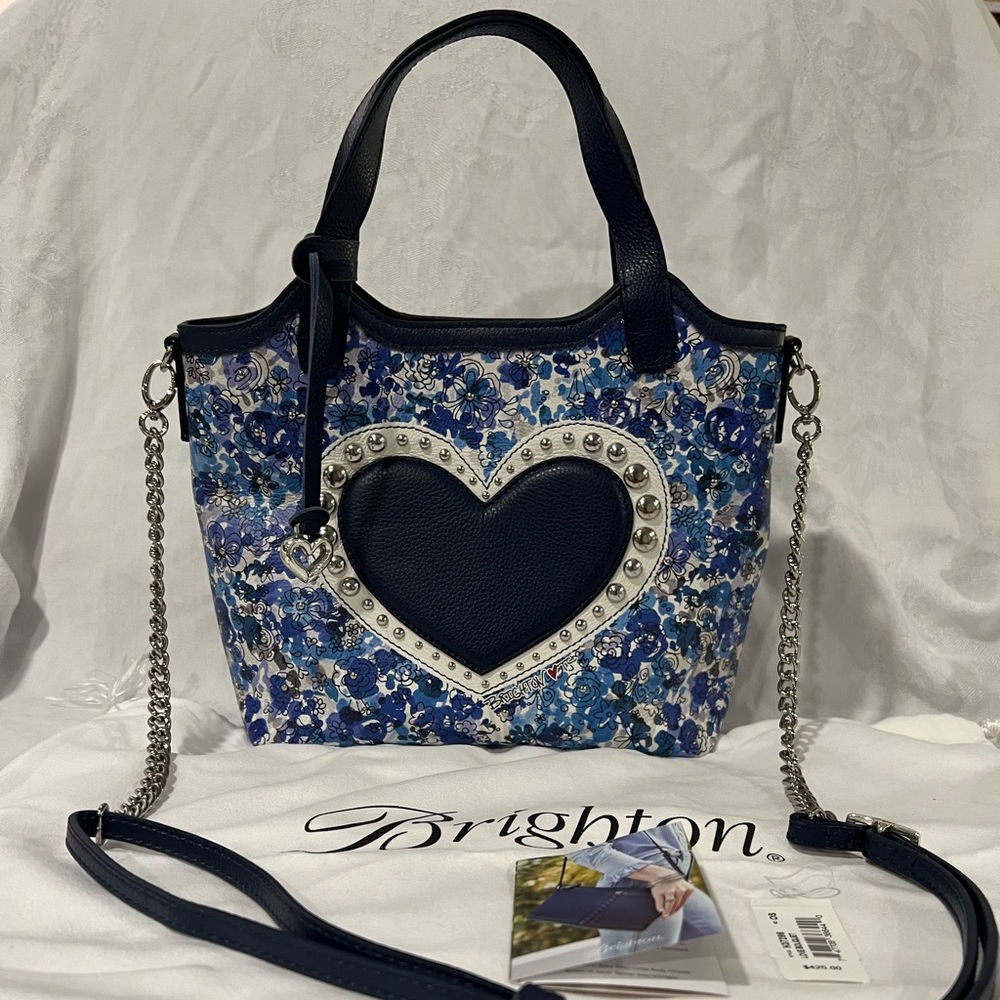 Brighton “Love Bouquet” leather tote bag with silver accents